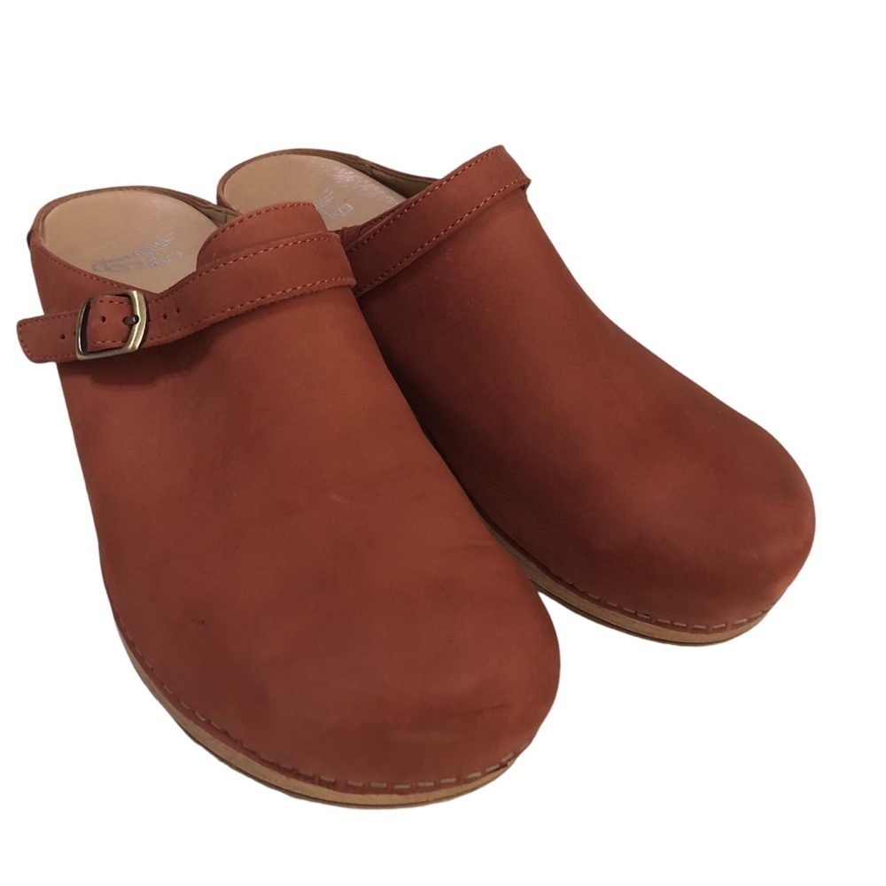 Dansko Berry Cinnamon Nubuck Burnished Leather Clogs Buckle size 11.5-12 US - Picture 4 of 11